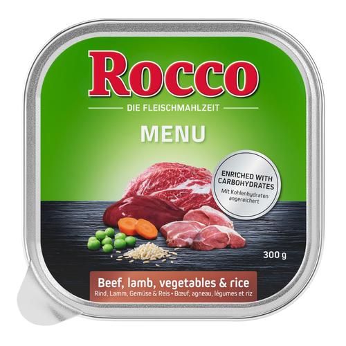 9x300g Menu mit Rind, Lamm Gemüse & Reis Rocco Hundefutter nass