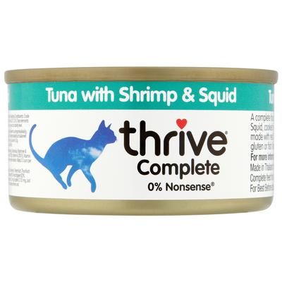 24x75g Complete - Thunfisch, Garnelen & Tintenfisch Thrive Katzenfutter nass getreidefrei