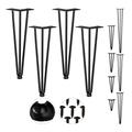 Relaxdays Hairpin Legs, 4er Set, 3 Streben, Metall, Haarnadel Tischbein für Hocker, Tisch & Schrank, 40 cm hoch, schwarz