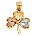 14ct Yellow Gold White Gold and Rose Gold Heart Clover Pendant Necklace 15x15mm Jewelry Gifts for Women