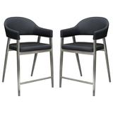 Adele Set of Two Counter Height Chairs in Black Leatherette w/ Brushed Stainless Steel Leg - Diamond Sofa ADELESTBL2PK