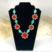 Anthropologie Jewelry | Anthro Aqua & Red Polished Buds Statement Necklace | Color: Blue/Red | Size: Os