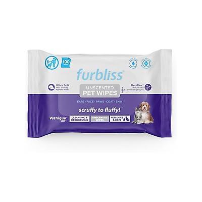 Vetnique Labs Furbliss Pet Wipes Cleansing & Deodorizing Hypoallergenic Paw & Body Dog & Cat Wipes, Unscented, 100 count