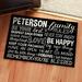 Winston Porter Patterson Family Rules Personalized 27 in. x 18 in. Non-Slip Indoor Only Door Mat Synthetics in Black | Wayfair