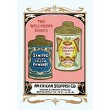 Buyenlarge Sanitol Talcum Powder & Floressence Violette Talc Vintage Advertisement Paper in Green/Red | 30 H x 20 W x 1.5 D in | Wayfair