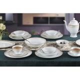 Lorren Home Trends Black & White 57 Piece New Bone China Dinnerware Set, Service for 8 Bone China/Ceramic in Black/White/Yellow | Wayfair Fiesta-57