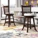 Latitude Run® Leakey Swivel Bar & Counter Stool Wood/Upholstered/Leather in White/Brown | Counter Stool (24" Seat Height) | Wayfair