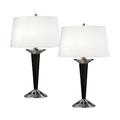 Medallion Lighting Brushed Steel Ebony 28" Silver Table Lamp Set w/ Outlet Metal/Fabric in Black/White | 28 H x 17 W x 17 D in | Wayfair