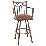 Red Barrel Studio® Hoye Swivel Bar & Counter Stool Upholstered/Metal in Red/Black | 44 H x 18.5 W x 17 D in | Wayfair