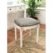 Gracie Oaks Brooten Solid Wood Vanity Stool Polyester/Wood/Upholstered in Brown/Gray/White | 19 H x 16 W x 15 D in | Wayfair