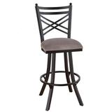 Red Barrel Studio® Howie Swivel Counter, Bar & Extra Tall Stool Upholstered/Metal in Brown | 46.25 H x 18 W x 18 D in | Wayfair