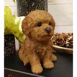 Latitude Run® Bichon Sitting Lifelike Realistic Bichon Frise Puppy Dog Figurine Resin in Brown/Gray | 6.75 H x 5.75 W x 4.75 D in | Wayfair