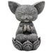 Bungalow Rose Eisuke Feng Shui Zen Meditating Japanese Jizo Cat Monk on Lotus Throne Figurine Resin in Gray | 4 H x 3 W x 3 D in | Wayfair