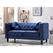 House of Hampton® Gympie 64.17" Velvet Rolled Arm Chesterfield Loveseat Velvet in Blue | 31.89 H x 64.17 W x 31.5 D in | Wayfair