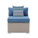Rosecliff Heights Luis Outdoor Furniture Armless Patio Chair w/ Cushions Metal in Blue/Gray | 25 H x 27 W x 32 D in | Wayfair