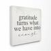 Latitude Run® 'Gratitude Into Enough Inspirational Family Home Word Design' by Daphne Polselli Graphic Art Print Canvas in Black/White | Wayfair