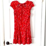 American Eagle Outfitters Dresses | American Eagle Red Floral Dress W/ Cutouts! | Color: Blue/Red | Size: Mj
