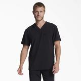 Dickies Men's Eds Essentials V-Neck Scrub Top With Patch Pockets - Black Size 5Xl (DK645)