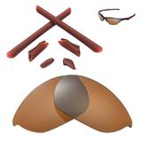 Walleva Brown Polarized Lenses And Brown Rubber Kit For Oakley Half Jacket Sunglasses