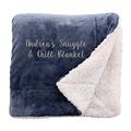 aztex Personalised Soft and Fluffy Sherpa Style Fleece Blanket, Bed Throw, Reversible, 140cm x 180cm, Personalised with a Message of Your Choice - Slate with Cream Reverse