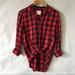 American Eagle Outfitters Tops | Aeo Boyfriend Fit Plaid Blouse S | Color: Black/Red | Size: S