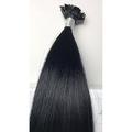 Hermosisimo Remy Echthaar Extensions mit Bondings Länge 45cm Schwarz