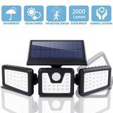 70 LED 2000Lumen Solar Light with PIR Motion Sensor Detector for Flood Security Light Solar Lighting NightLight for Outdoors Super Bright Led Security Lights for Garden Back Door Fence Black