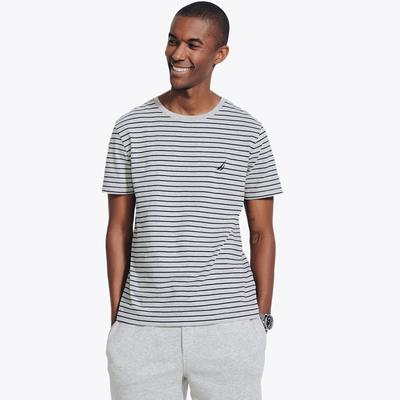 Nautica Men's Striped Crewneck T-Shirt Grey Heather, XXL