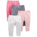 Simple Joys by Carter's Baby-Mädchen 4-Pack Pant Hose, Blasser Pfirsich/Marineblau Streifen/Rosa/Weiß Punkte, 12 Monate (4er Pack)