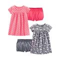 Simple Joys by Carter's Baby-Mädchen Short-Sleeve and Sleeveless Dress Sets, Pack of 2 Lässiges Kleid, Grau Schmetterlinge/Rosa Floral, 0-3 Monate (2er Pack)