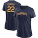 Women's Nike Christian Yelich Navy Milwaukee Brewers Name & Number T-Shirt