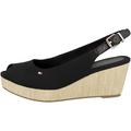 Tommy Hilfiger Damen Wedge Espadrilles Iconic Elba Sling Back Wedge Keilabsatz, Schwarz (Black), 39 EU