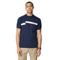 Ben Sherman Men's Offset Stripe Knit Crew Neck T-Shirt Midnight Blue Medium