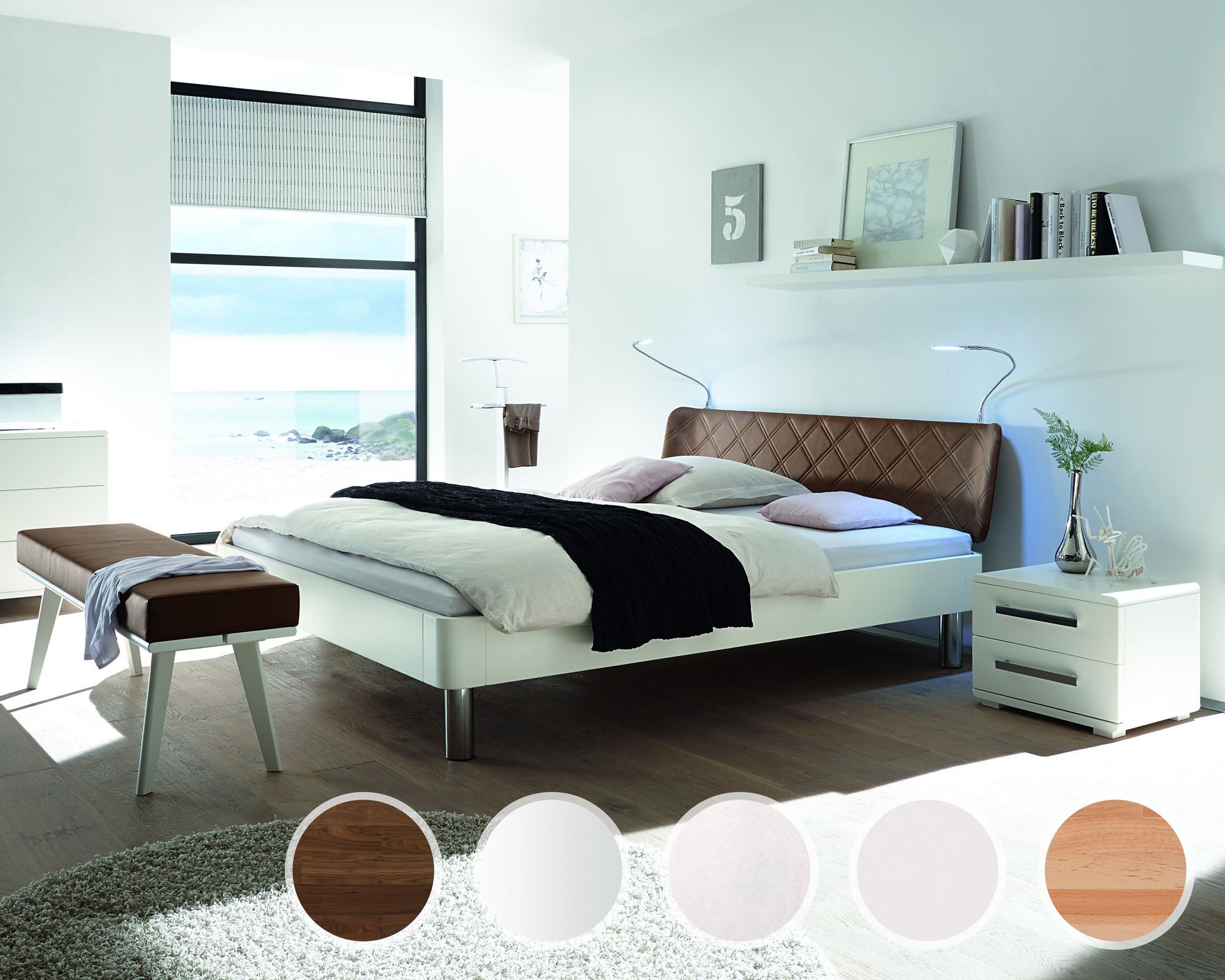 Hasena Fine-Line Massivholzbett Syma Syko/Gabo 90x200 cm / Buche weiss deckend, lackiert