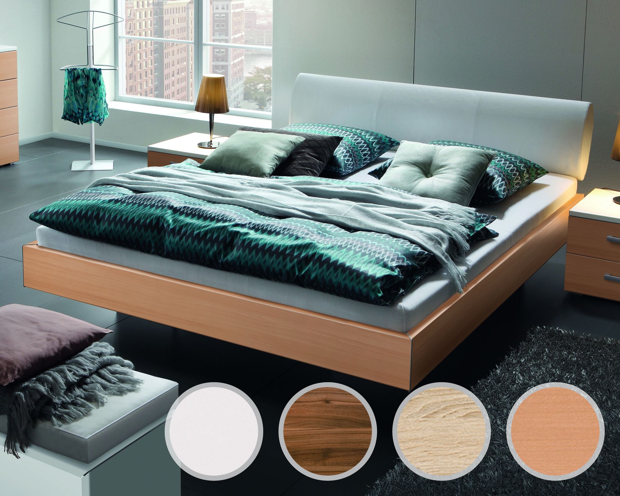 Hasena Top-Line Bett Advance Elipsa/Vilo 120x200 cm / Buche natur, lackiert