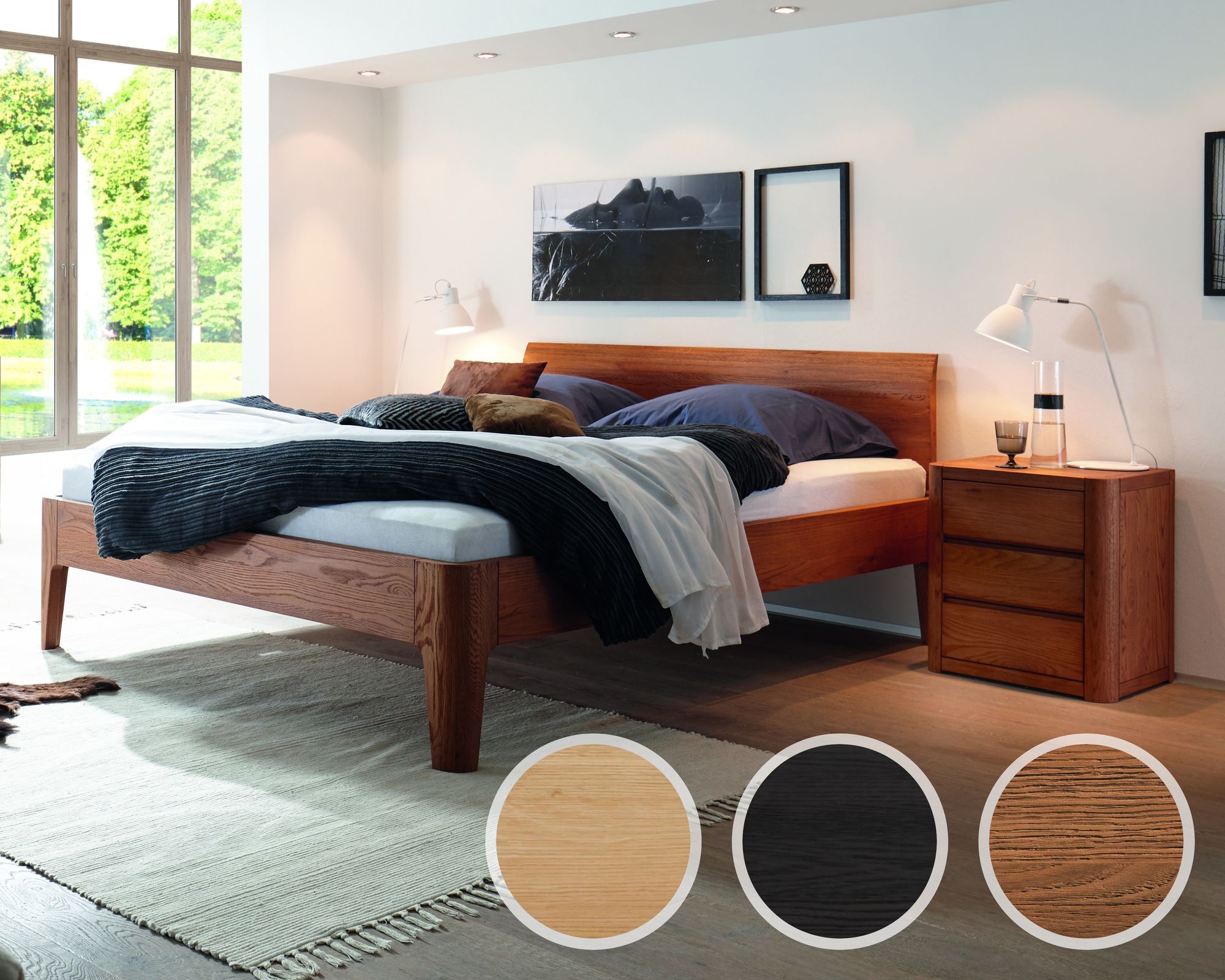 Hasena Oak-Line Massivholzbett Xylo/Lisio 120x200 cm / Eiche natur, gebürstet, geölt