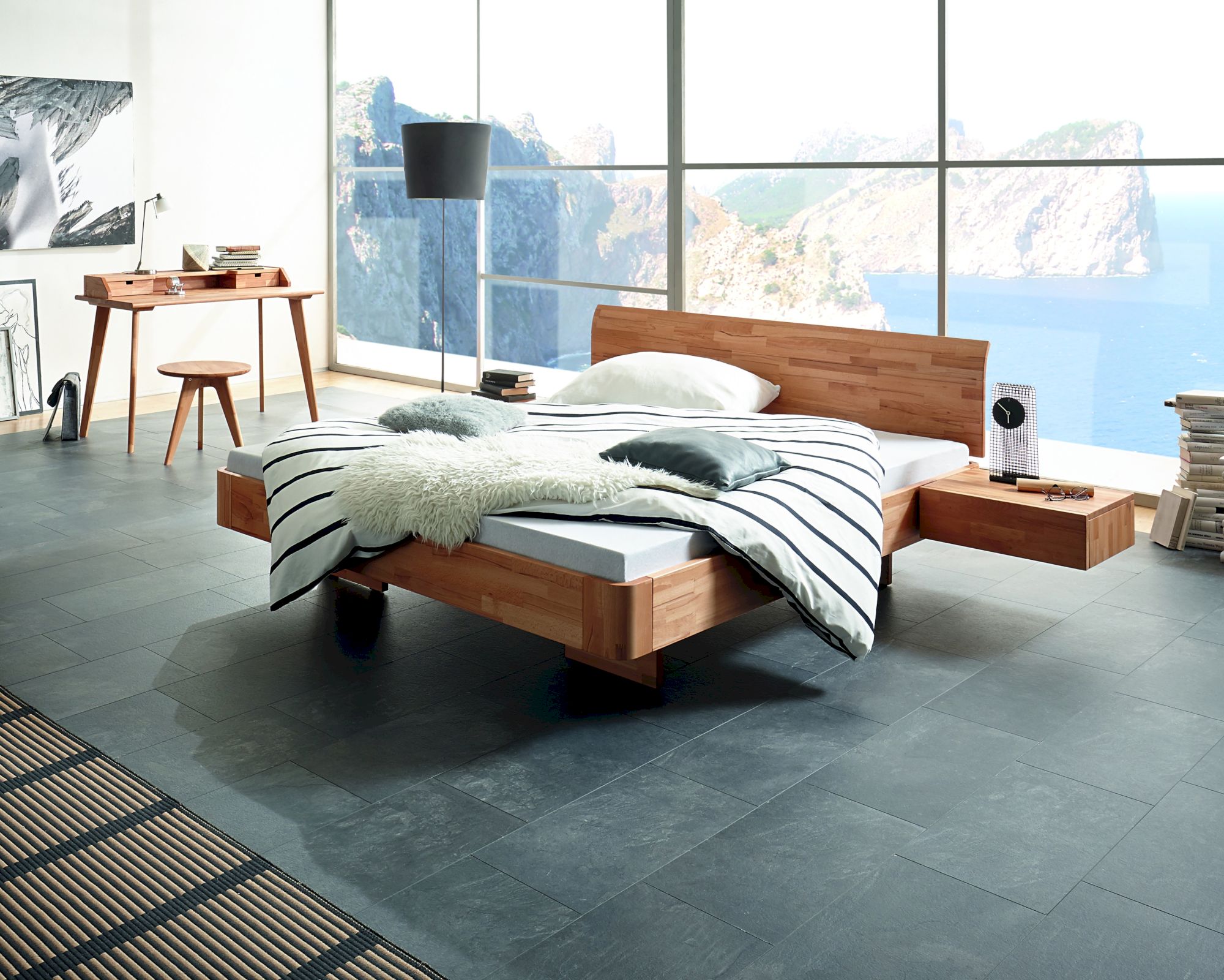 Hasena Fine-Line Massivholzbett Syma Airo/Vola 180x200 cm / Kernbuche natur, geölt