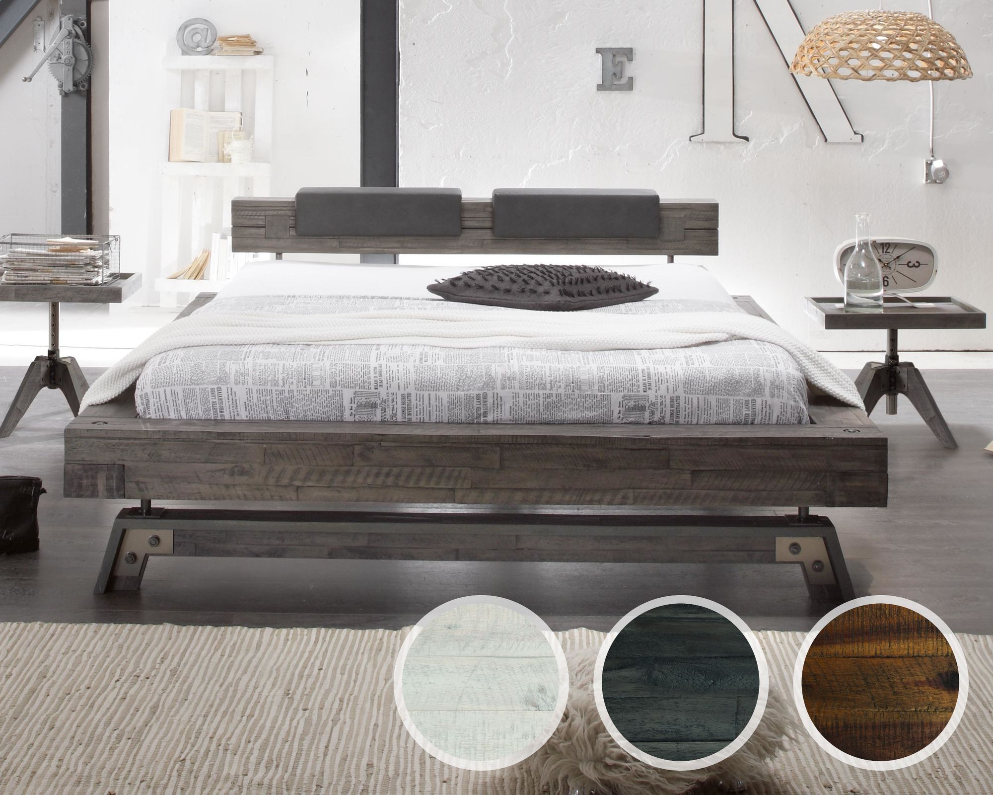 Hasena Factory-Line Massivholzbett Bloc Stabil/Inca 180x200 cm braun