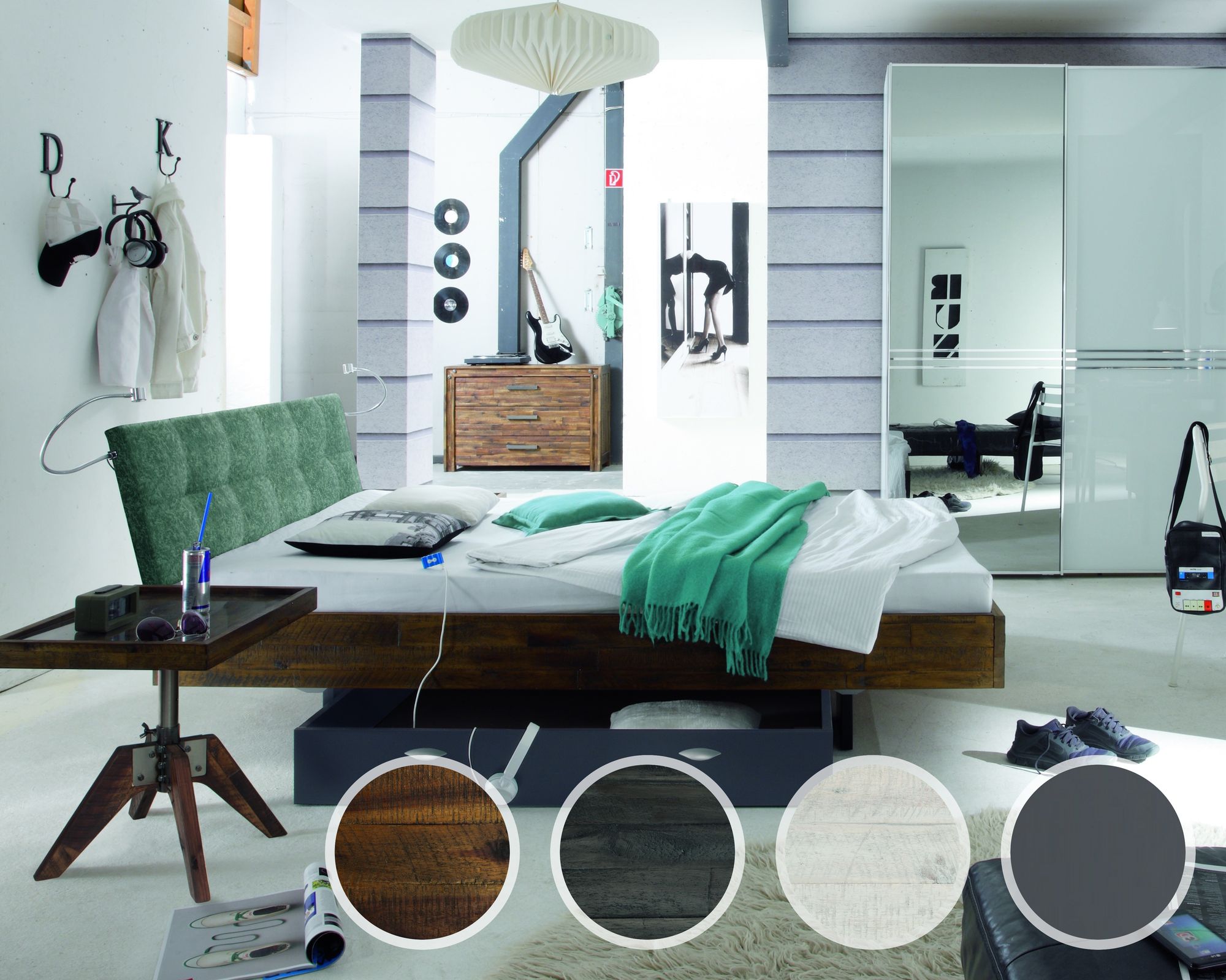 Hasena Factory-Line Massivholzbett Loft Vilo/Ronna 160x200 cm braun