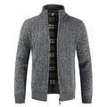 Sunshey Mens Knitted Cardigan with Zipper Plain Jumper (Dark Grey, XL)