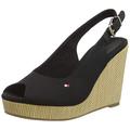 Tommy Hilfiger Damen Wedge Espadrilles Iconic Elena Sling Back Wedge Keilabsatz, Schwarz (Black), 37 EU