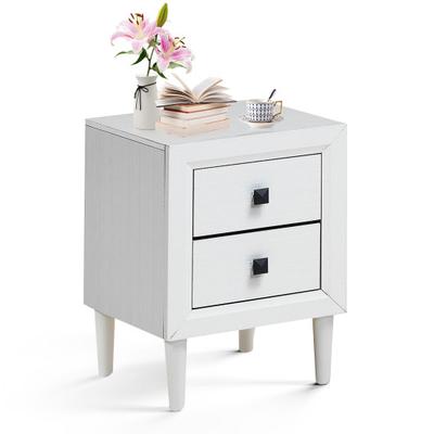 Costway Multipurpose Retro Bedside Nightstand with 2 Drawers-White