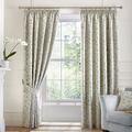 Curtina Bird Trail-Jacquard Lined Pencil Pleat Curtains, Duck Egg, 46" Width x 72" Drop (117 x 183cm)