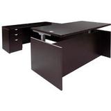 Mocha Adjustable Height Rectangular Front U-Shaped Desk