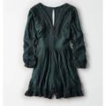 American Eagle Outfitters Pants & Jumpsuits | Aeo Long Sleeve Embroidered Romper | Color: Green | Size: S