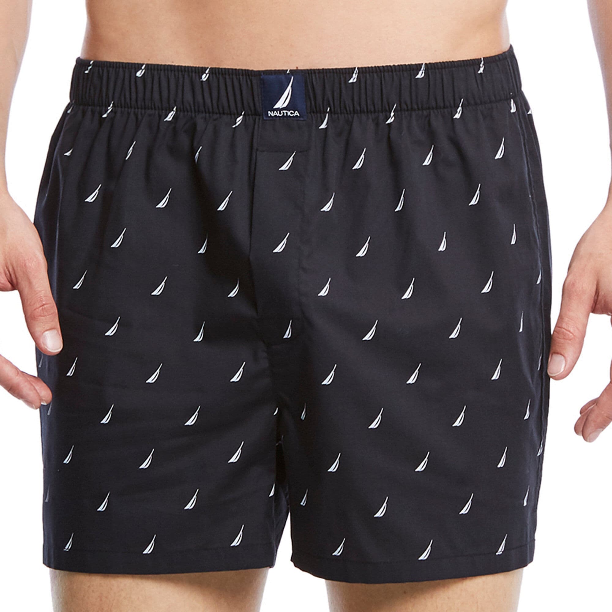 Nautica Men's Printed Cotton Boxer 018 (True Black), L