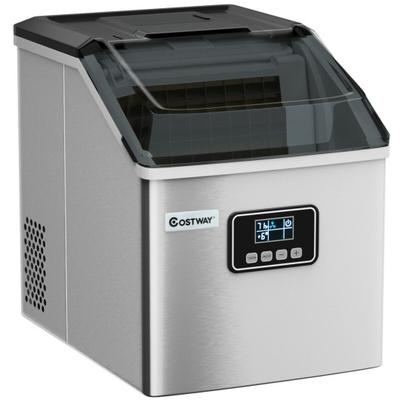 Costway 48 lbs Stainless Self-Clean Ice Maker with LCD Display