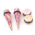 Ear Plugs with Tapers Stretching kit Colorful Flower Design with O rings