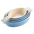 MALACASA, Series Bake, Oval Baking Dish Set of 4 (9.5"/11.25"/12.75"/14.5"), Oven to Table Baking Dish with Ceramic Handles Ideal for Lasagne/Pie/Casserole/Tapa, Blue