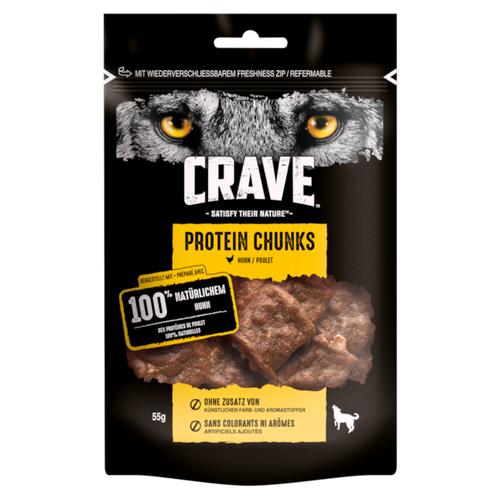 6 x 55 g Huhn Crave Protein Chunks Hundesnacks Ergänzungsfutter Hund